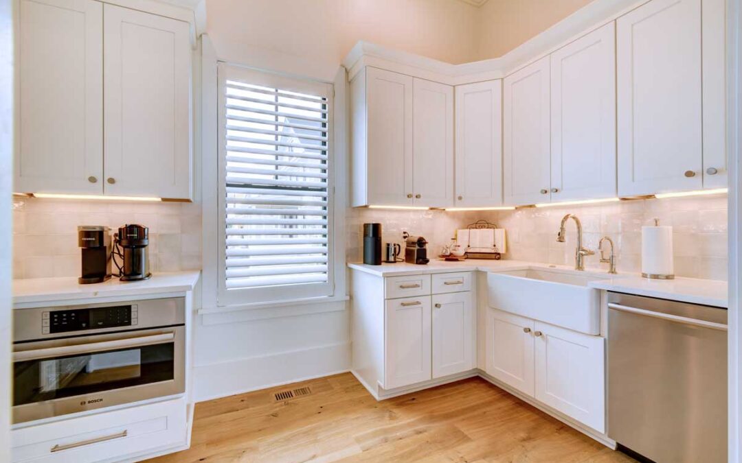 Custom cabinetry and porcelain farm sink