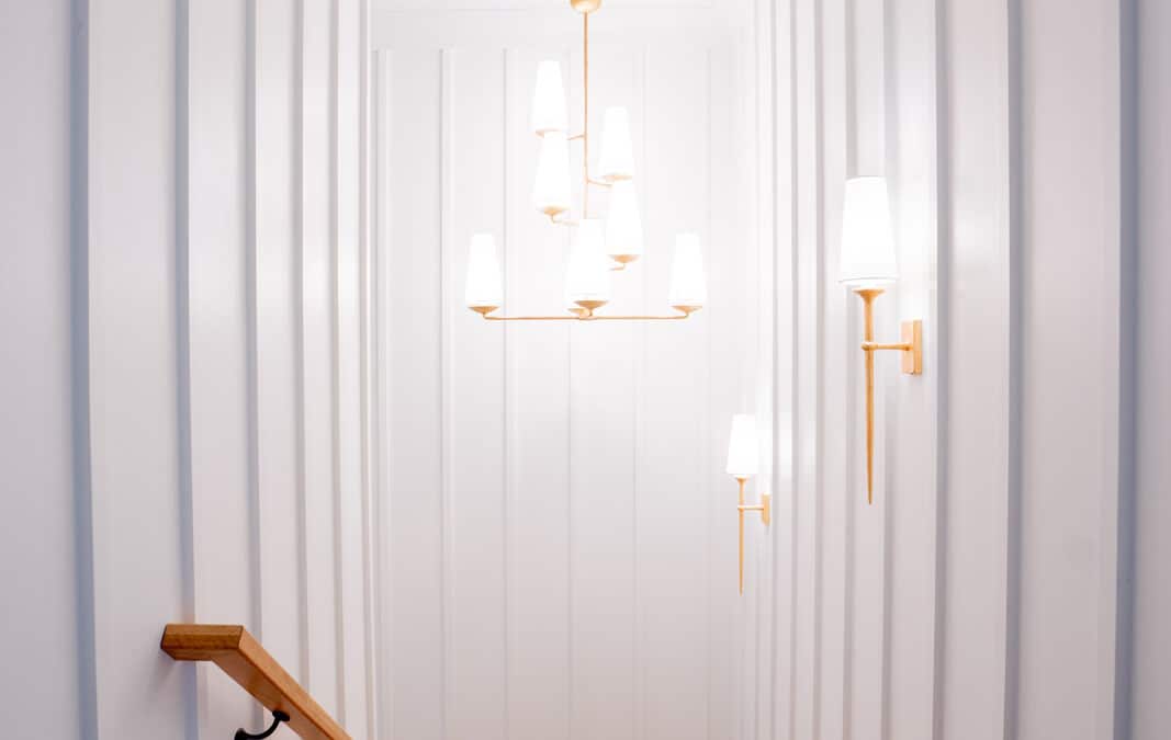 Kiawah Island, Belted Kingfisher, stairwell, board and batten